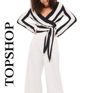 TOPSHOP Stripe Knitted Wrap Top